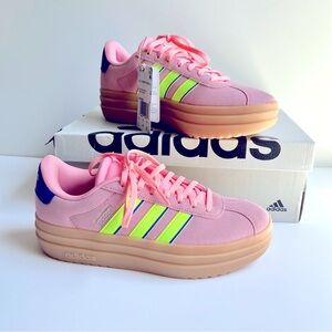 NIB! Adidas•VL Pink Court Bold Sneakers•sz 6